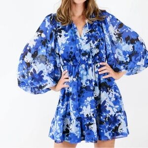 Sugarlips Blue Floral Dress, Sz L
